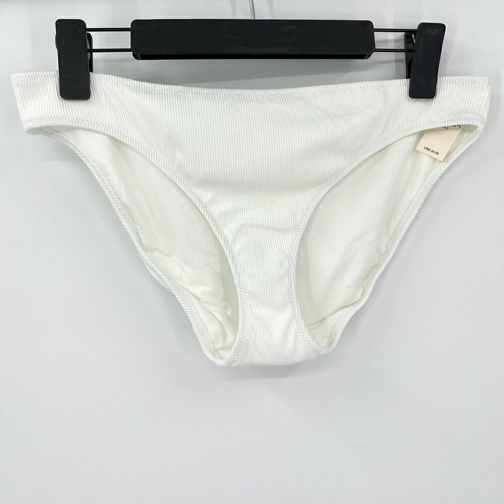 Aerie Ribbed Bikini Bottoms Swimwear Women Large White New With Tag